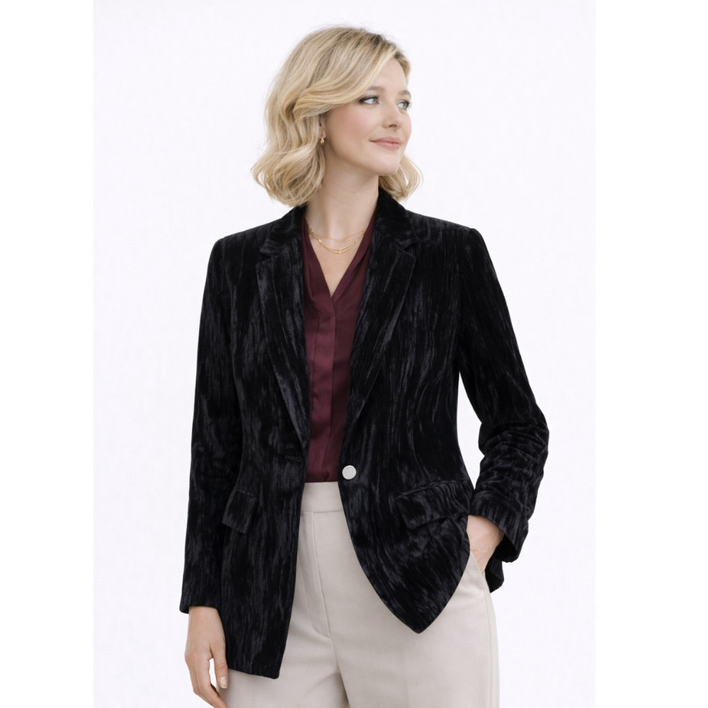 Women’s “Blake” Long Sleeve Velvet Blazer – The Drop – Black – Size XS – NWT